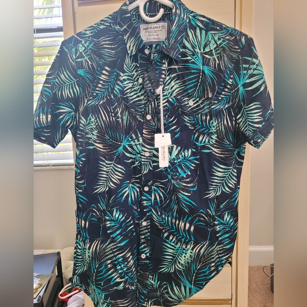 Free planet button down shirt